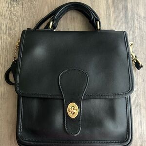 Vintage Coach 5130 Black Leather Station Bag Crossbody